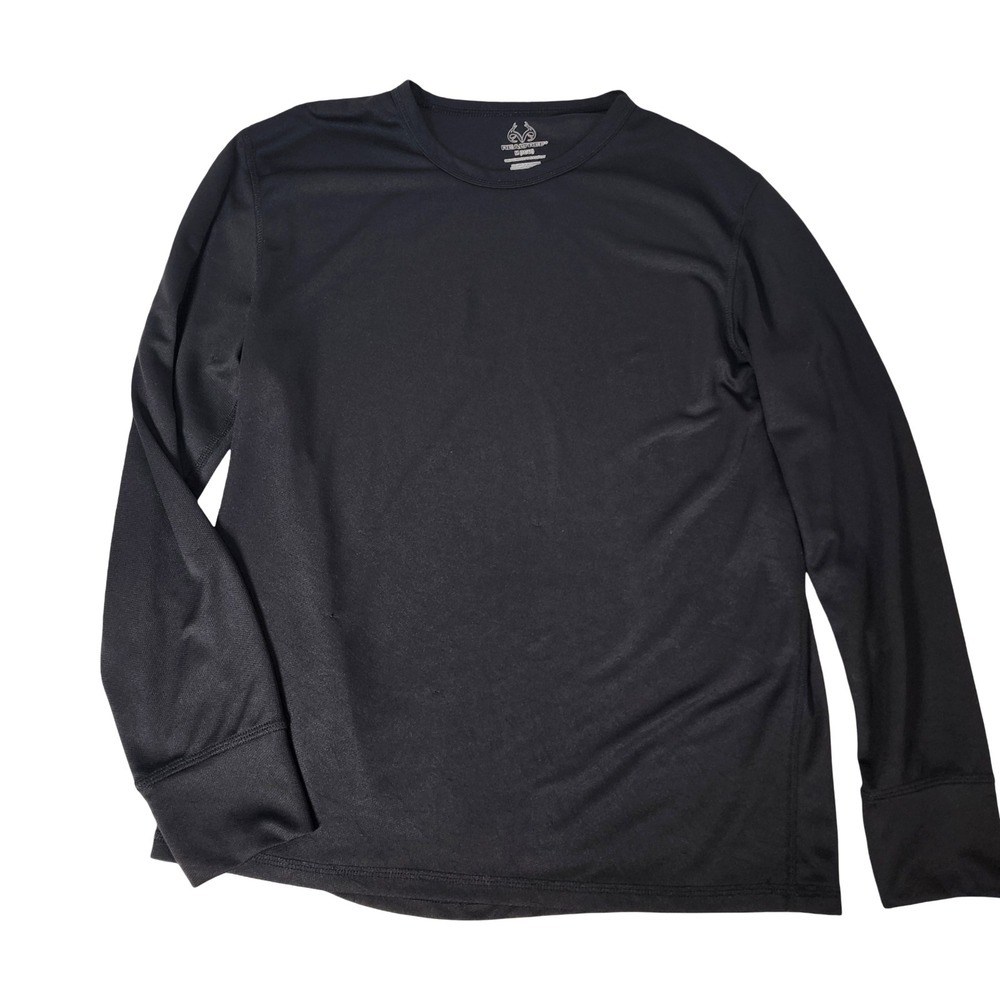 Realtree Mens Performance Long Sleeve Shirt Black Size M 38/40 Crewneck Athletic